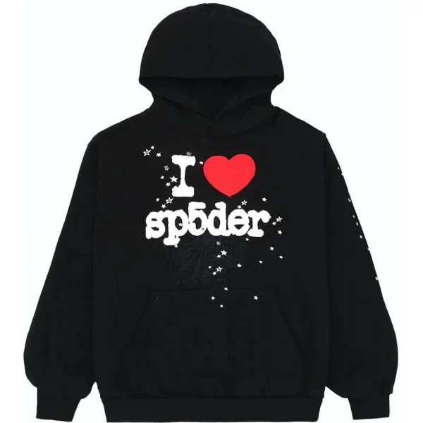 Picture 1 Sp5der I Heart SP5 Souvenir Hoodie Black from the front