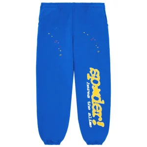 Picture 1 shows Sp5der TC Sweatpants Blue from the front