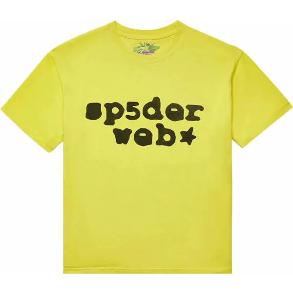 Picture shows Sp5der Web Tee Yellow/Black from the front side
